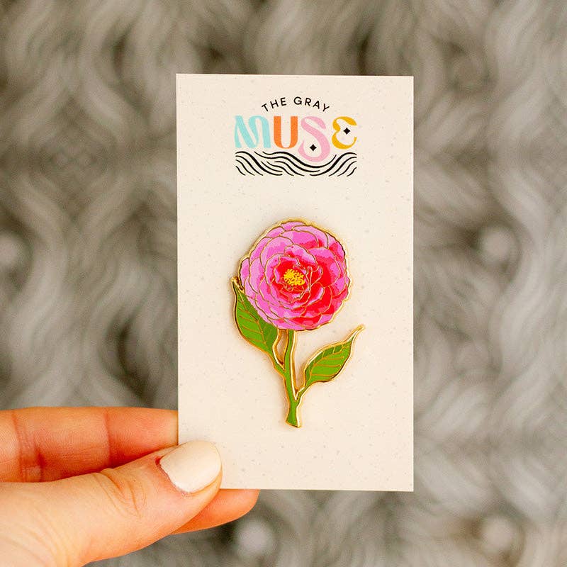 The Gray Muse - Camellia Floral Enamel Pin