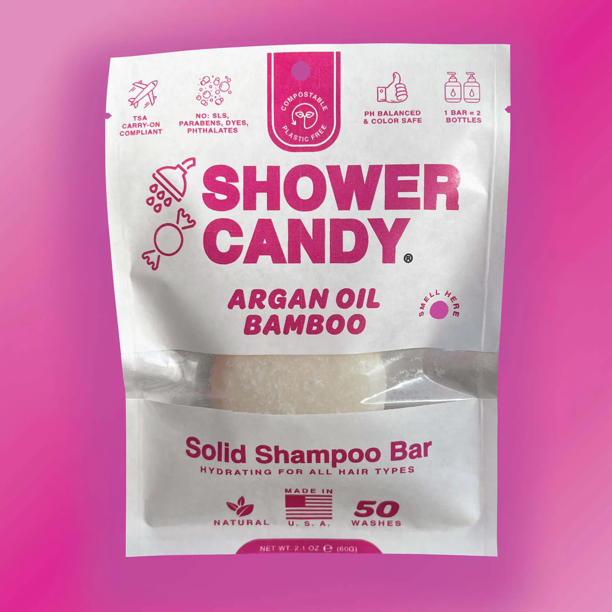 Shower Candy - Argan Oil Bamboo Solid Shampoo Bar