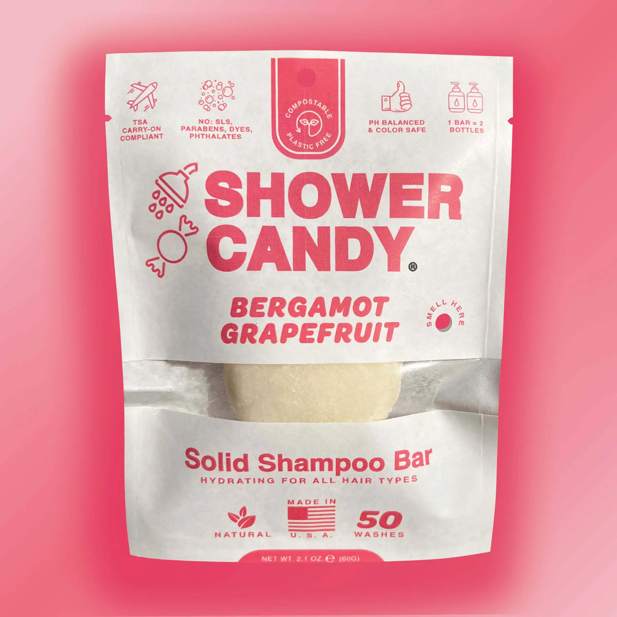 Shower Candy - Bergamot Grapefruit Solid Shampoo Bar