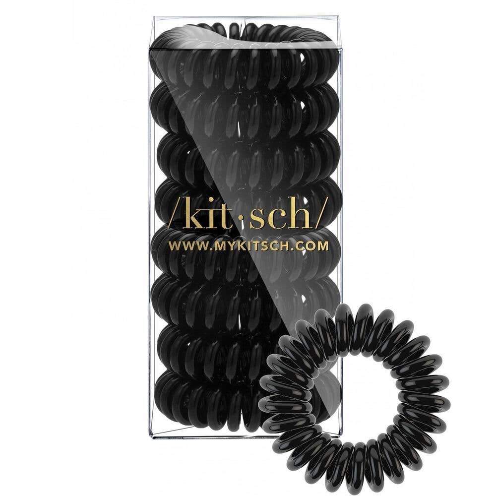 KITSCH - Spiral Hair Ties 8 Pack - Black