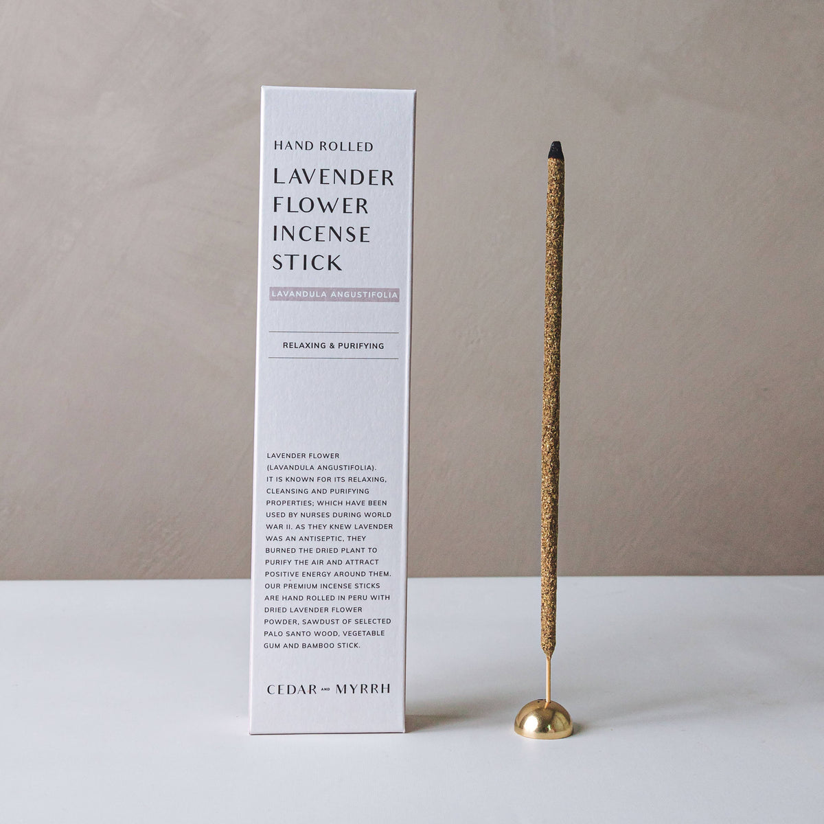 Cedar and Myrrh - [Burning Ritual] Hand Rolled Lavender Flower Incense Stick