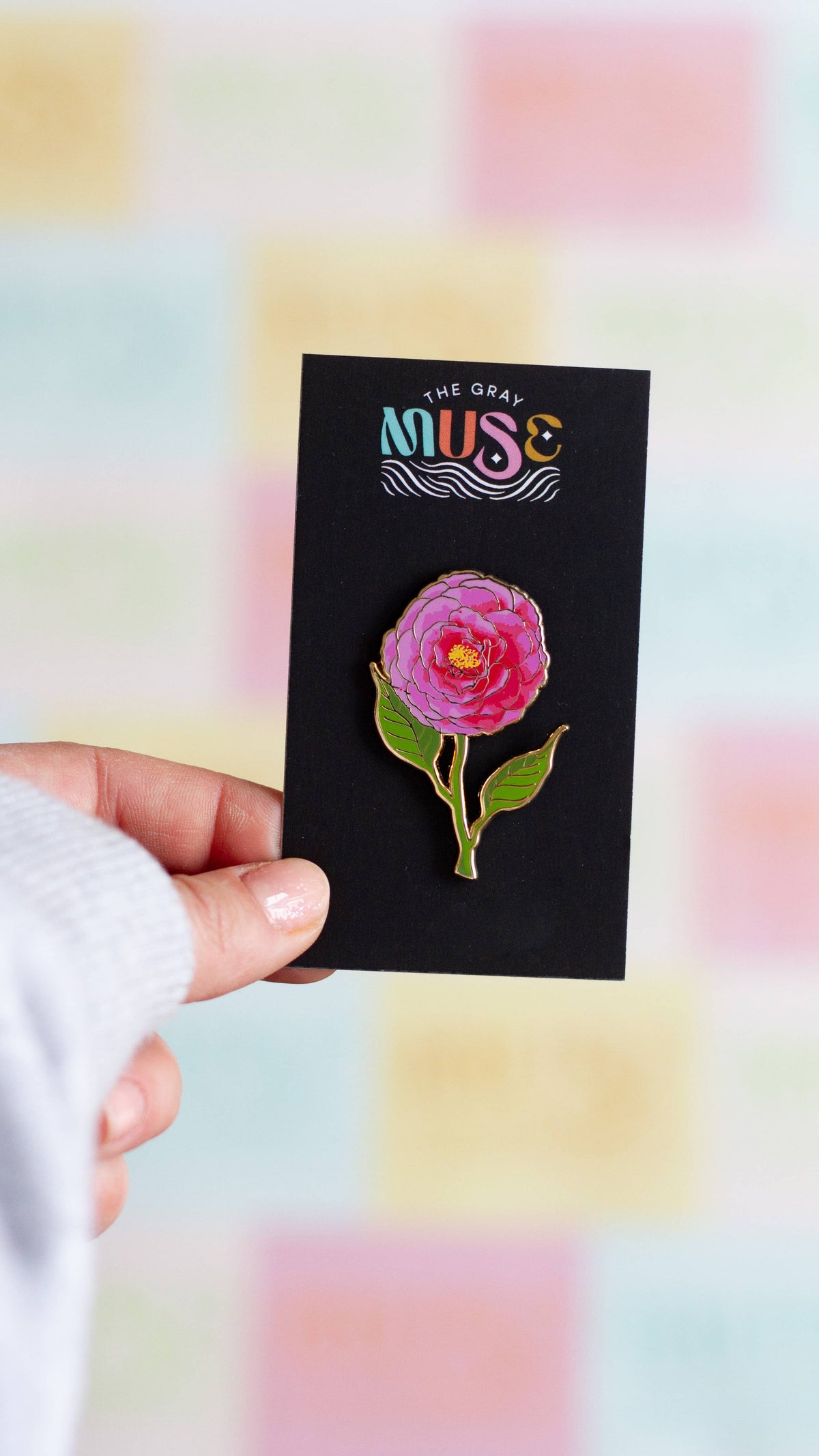 The Gray Muse - Camellia Floral Enamel Pin